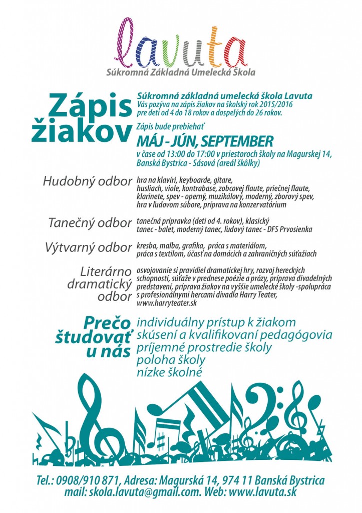 Read more about the article Zápis žiakov do SZUŠ Lvuta na školský rok 2015/2016