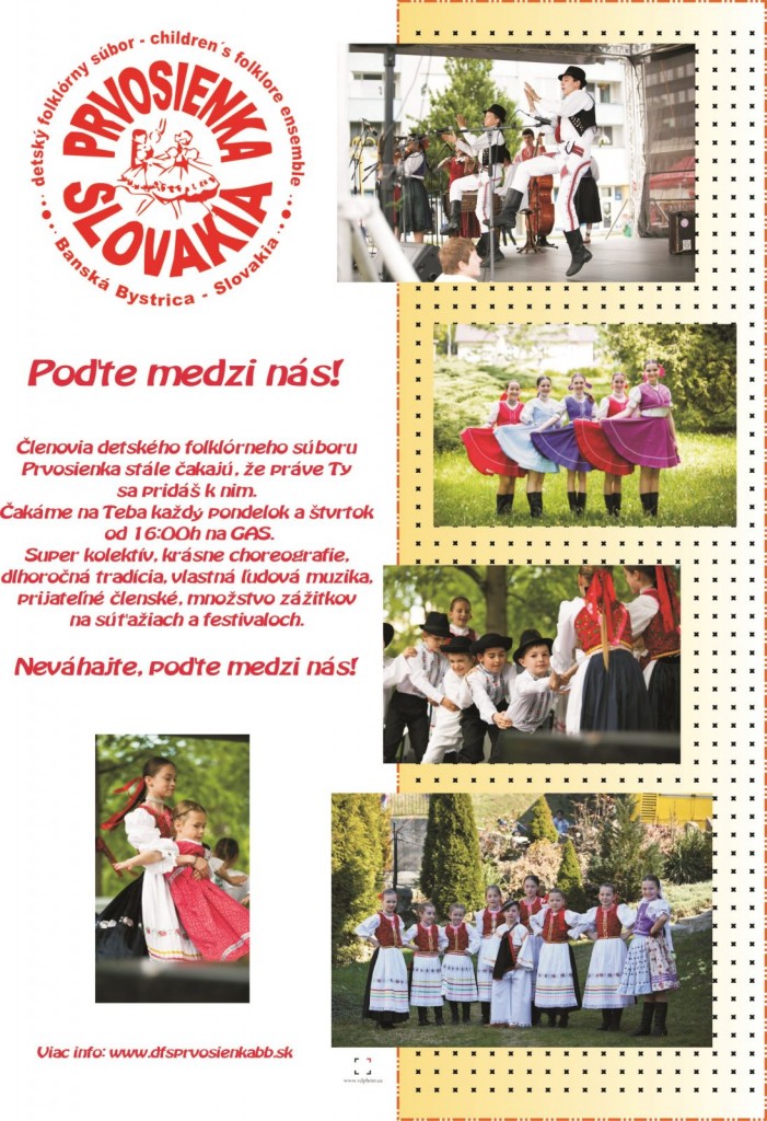 Read more about the article Pozývame záujemcov o ľudový tanec na zápis do DFS Prvosienka